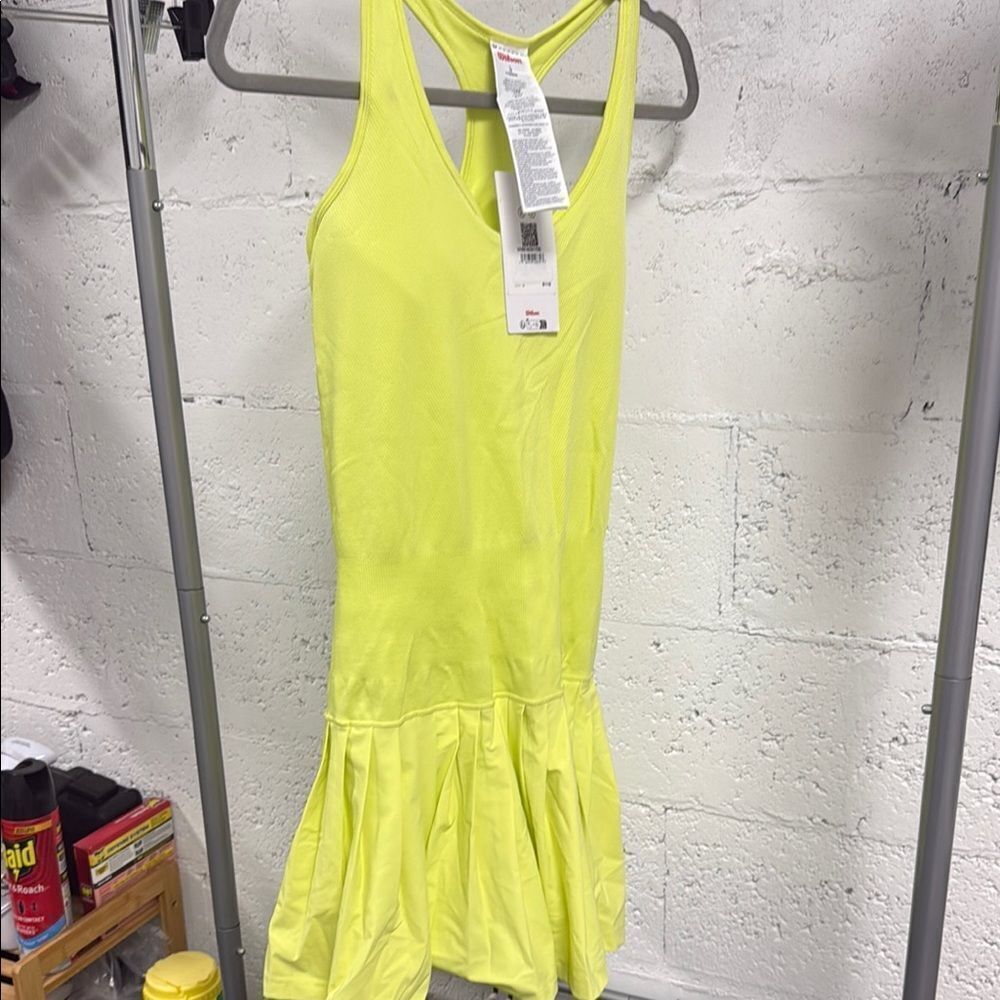 Yellow Athletic Sleeveless Dress - Athletic Padded Lined Bra - Size Large - NWT